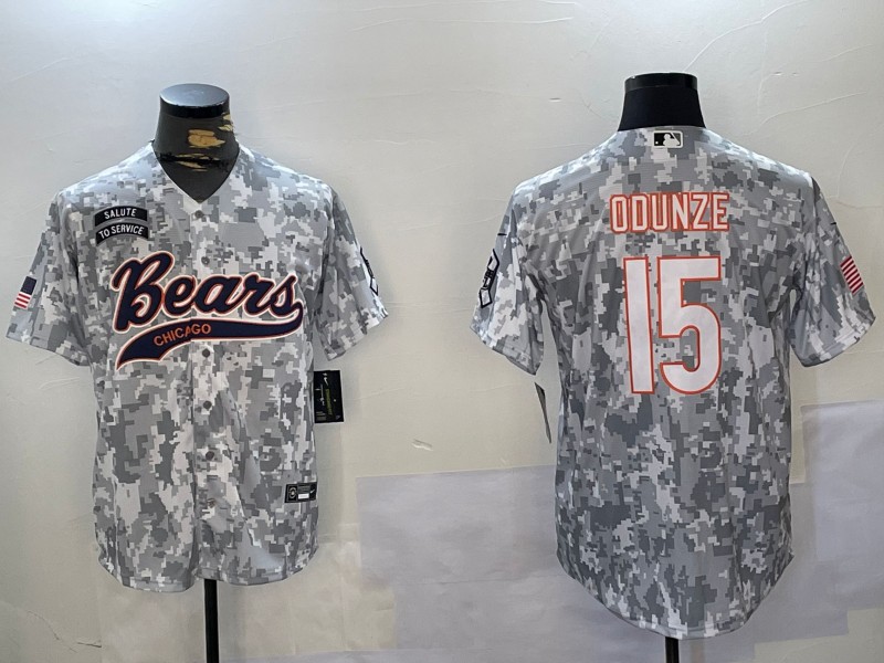 Men's Chicago Bears Rome Odunze #15 Arctic Camo 2024 Salute to Service Jersey